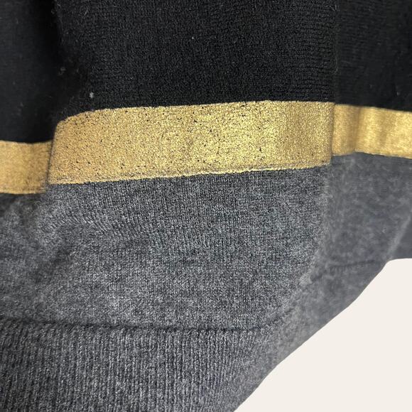Maje Black Gold Wool Cashmere Oversized Crewneck Sweater Size Medium - Picture 2 of 8